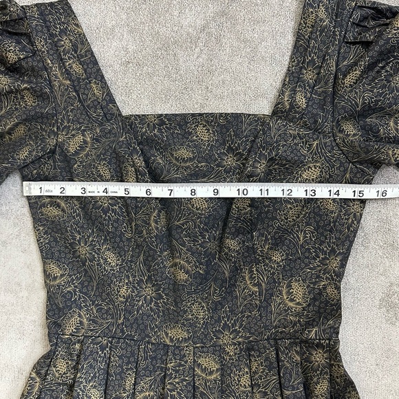 LAURA ASHLEY Vintage Black and Gold Floral Dress Size 8 - Picture 9 of 14